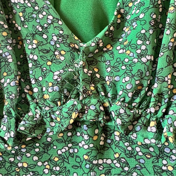 Max Studio Green Floral Midi Dress Smocked Waist Cottagecore XS - Picture 12 of 15